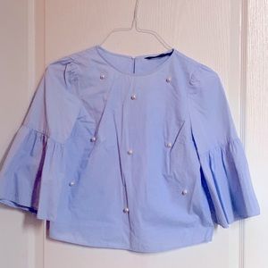 Pearl Appliqué Zara Poplin Blouse